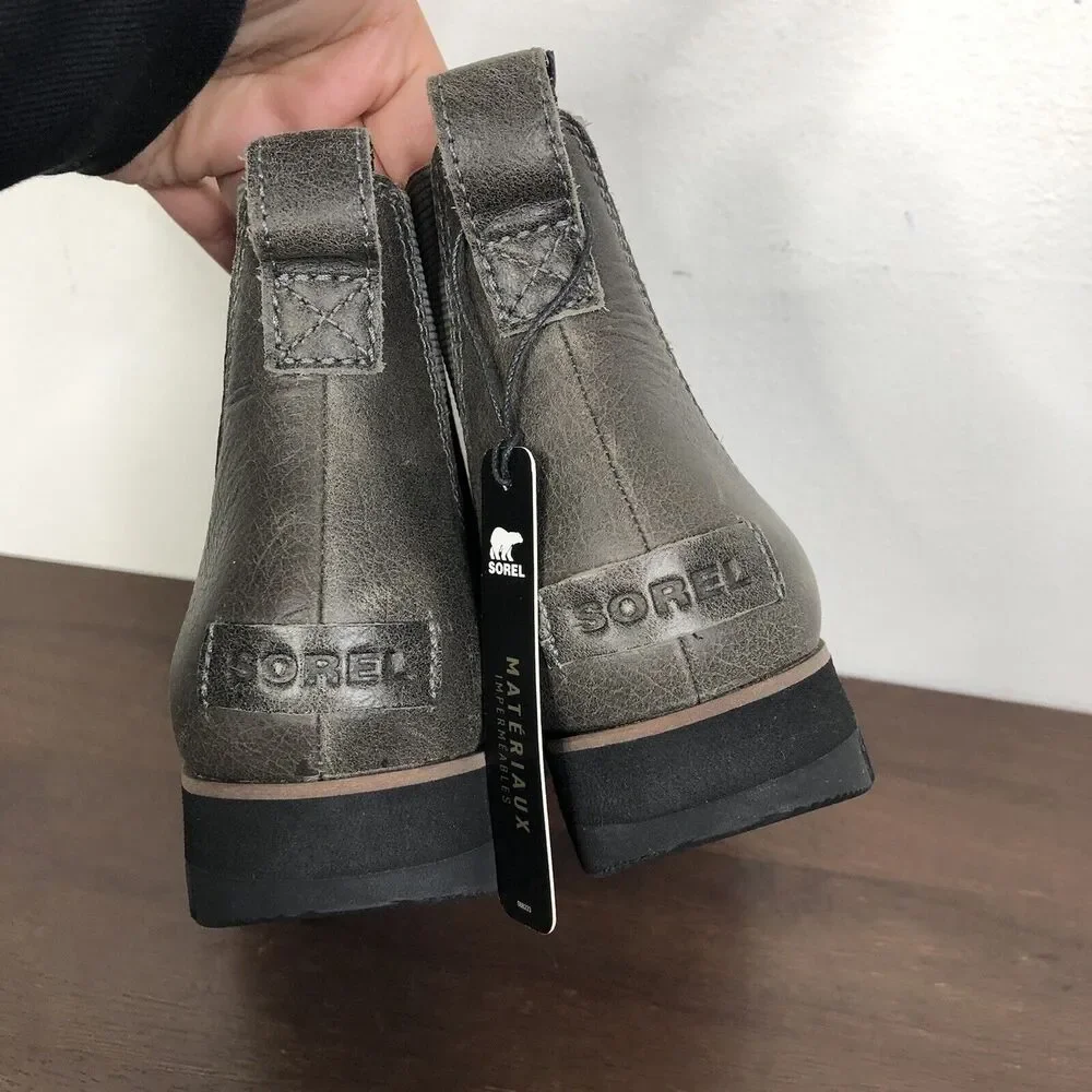 NEW Sorel Harlow Chelsea Booties in Quarry NL334-052 Women's Size 5.5